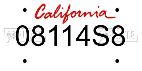 08114S8 California License Plate