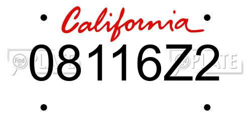 08116Z2 California License Plate