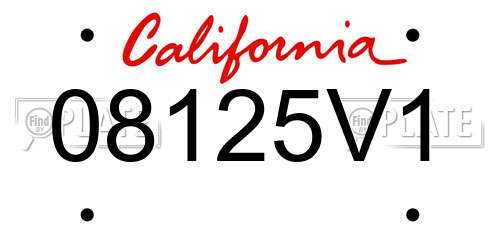 08125V1 California License Plate