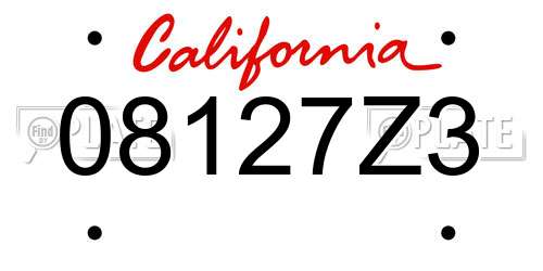 08127Z3 California License Plate