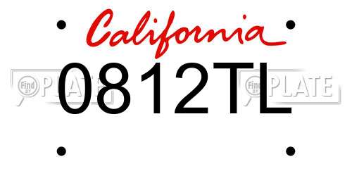 0812TL California License Plate