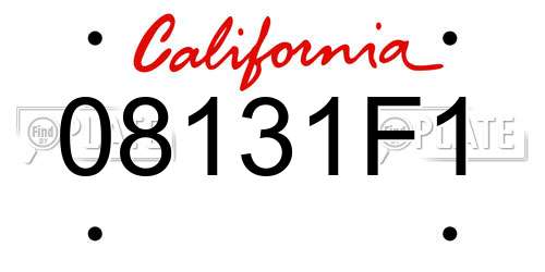 08131F1 California License Plate