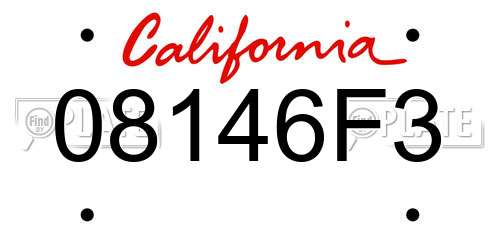 08146F3 California License Plate