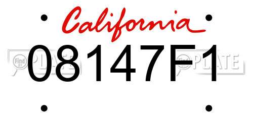 08147F1 California License Plate