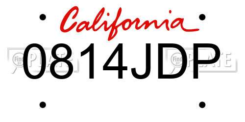 0814JDP California License Plate