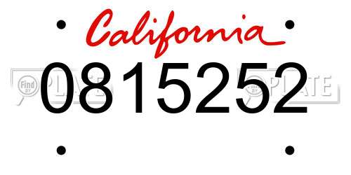 0815252 California License Plate