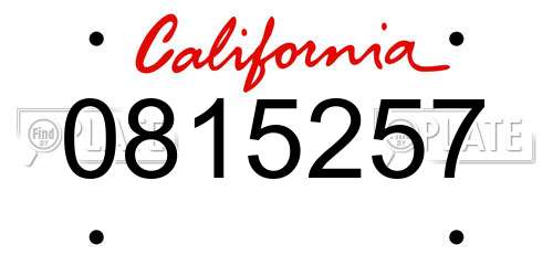 0815257 California License Plate