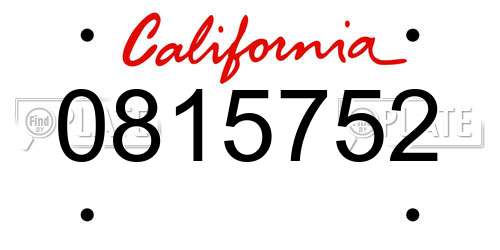 0815752 California License Plate