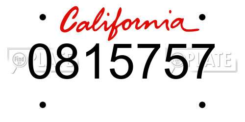 0815757 California License Plate