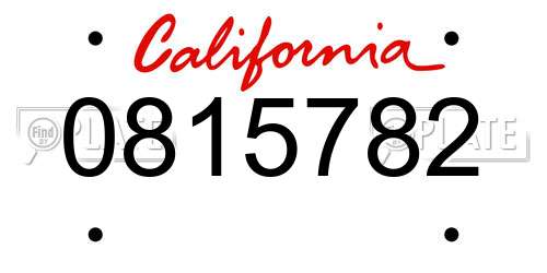 0815782 California License Plate