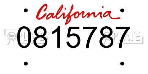 0815787 California License Plate
