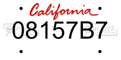 08157B7 California License Plate