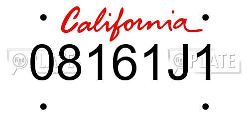 08161J1 California License Plate