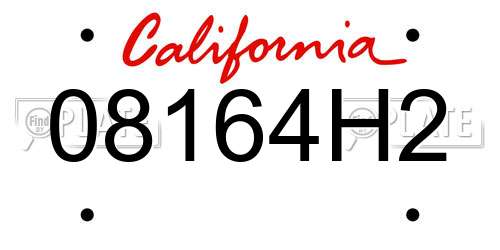 08164H2 California License Plate