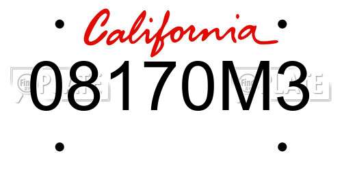 08170M3 California License Plate