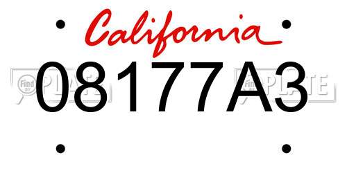 08177A3 California License Plate