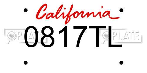 0817TL California License Plate