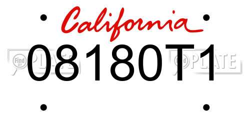 08180T1 California License Plate