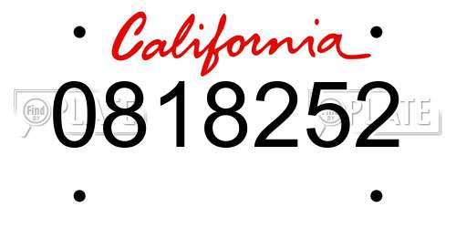 0818252 California License Plate