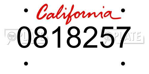 0818257 California License Plate