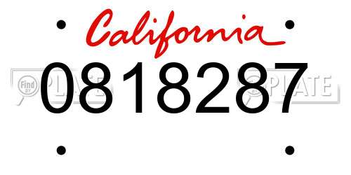 0818287 California License Plate