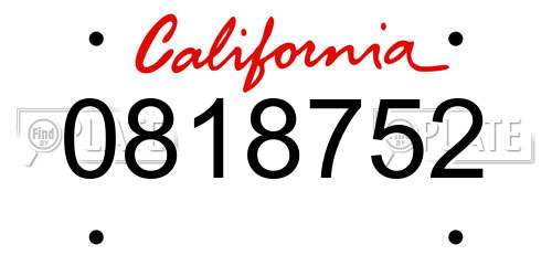 0818752 California License Plate