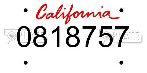 0818757 California License Plate