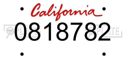 0818782 California License Plate