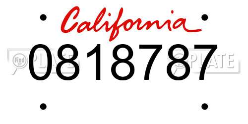 0818787 California License Plate