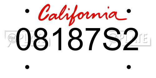 08187S2 California License Plate