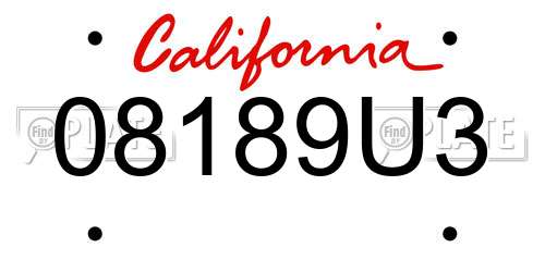 08189U3 California License Plate