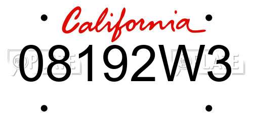 08192W3 California License Plate