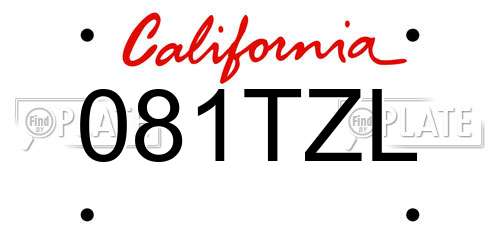 081TZL California License Plate