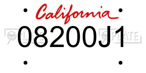 08200J1 California License Plate