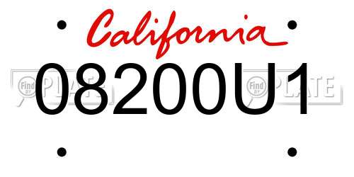 08200U1 California License Plate
