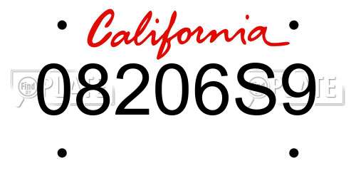 08206S9 California License Plate