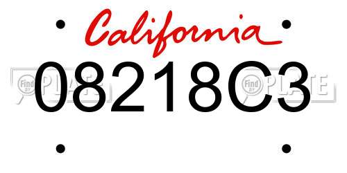 08218C3 California License Plate