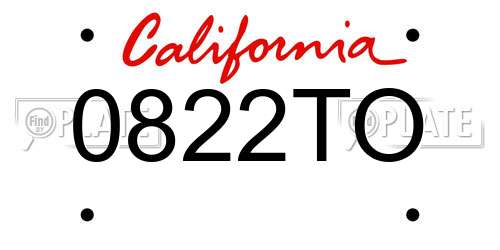 0822TO California License Plate