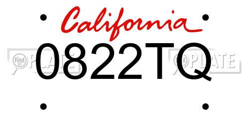 0822TQ California License Plate