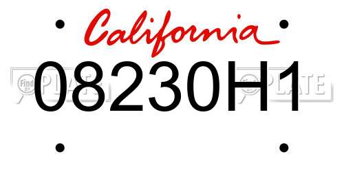 08230H1 California License Plate