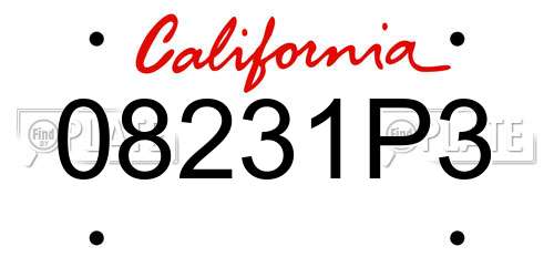 08231P3 California License Plate