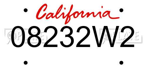 08232W2 California License Plate