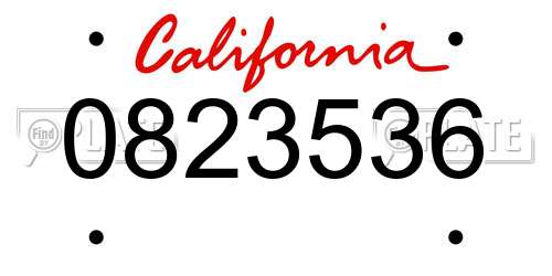 0823536 California License Plate