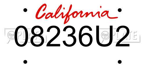 08236U2 California License Plate