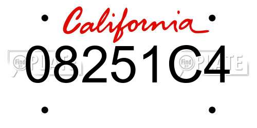 08251C4 California License Plate