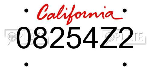 08254Z2 California License Plate