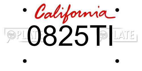 0825TI California License Plate