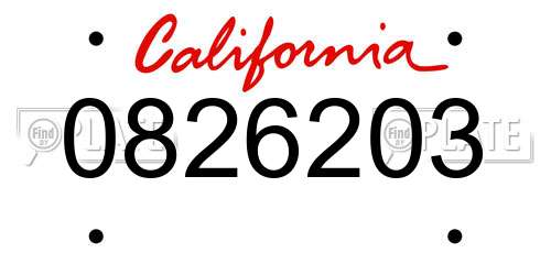 0826203 California License Plate
