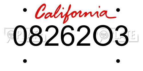 08262O3 California License Plate