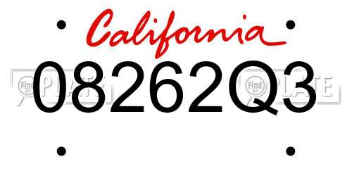 08262Q3 California License Plate